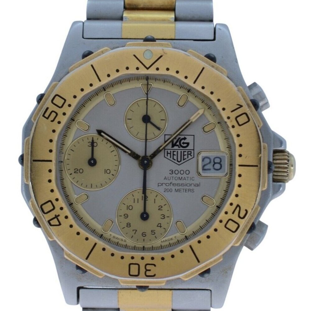 RARE Tag Heuer Two-Tone 3000 Series 38mm Automatic Chronograph Watch 134.206! - Picture 2 of 10